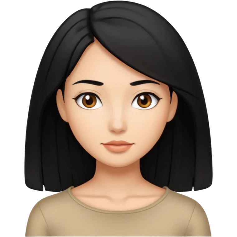 Mujer pelo en hombros liso negro piel morena clara  emoji