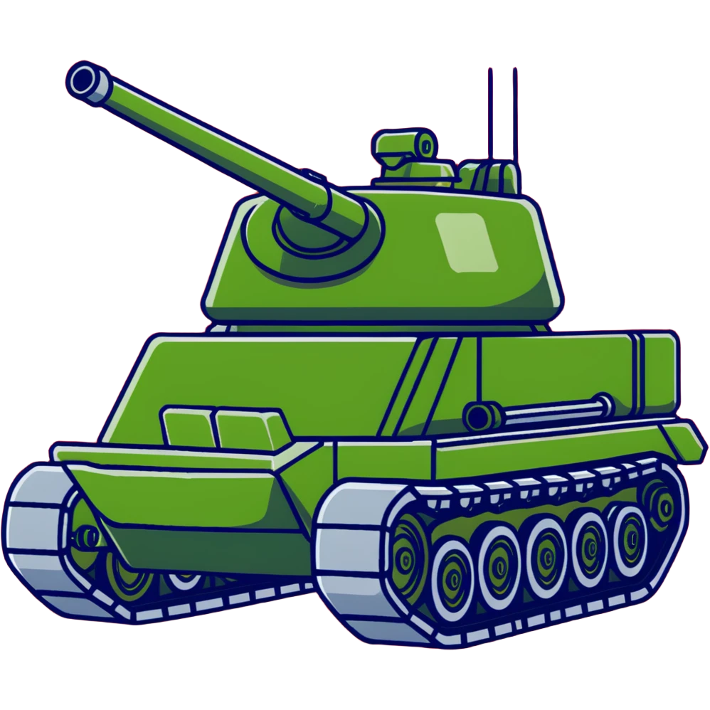 green military battle tank with armored body and large cannon emoji
