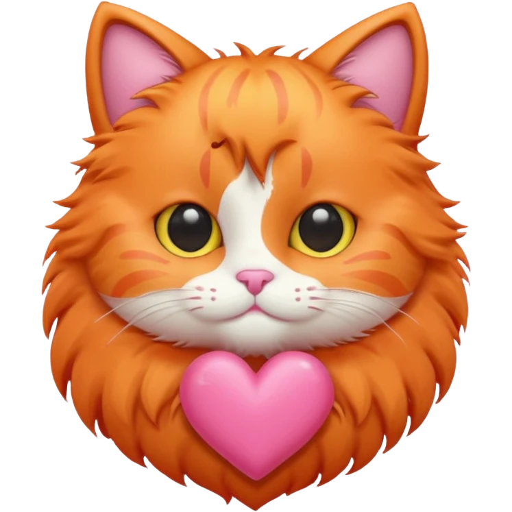 Gato naranja corazón rosa kawaii emoji