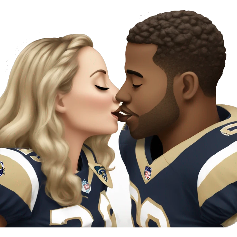 Girl in saints jersey kiss guy in rams jersey  emoji