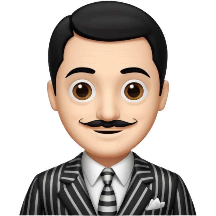 Design Gomez Addams in a striped suit with slick hair & quirky smile. emoji