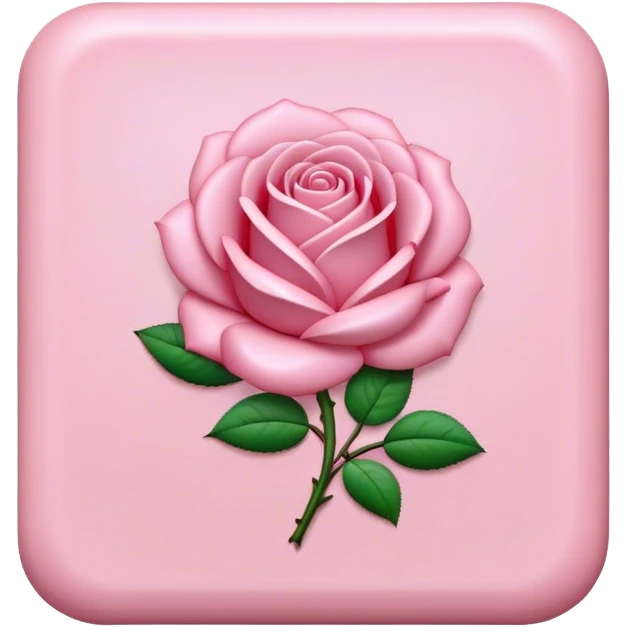 Create a 3D ultra detailed light pink colored square shaped button with a rose border emoji
