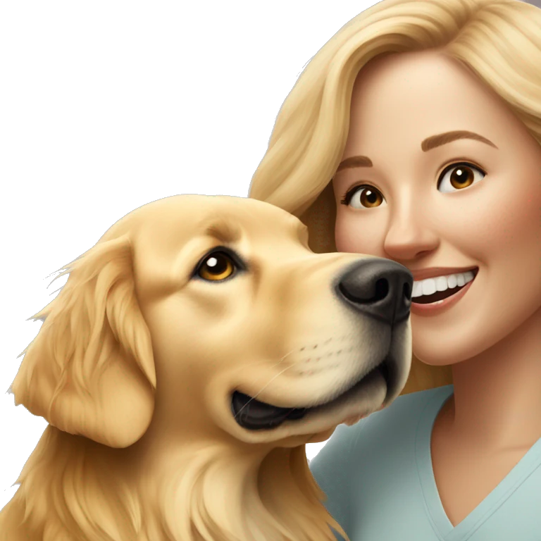 Golden retriever with woman emoji