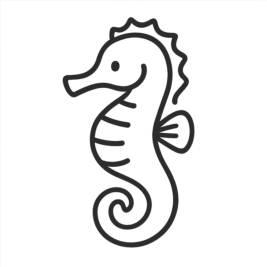 hand-drawn outlined seahorse icon emoji