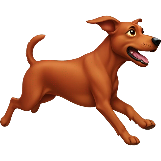 solid red dog with pointed ears running emoji
