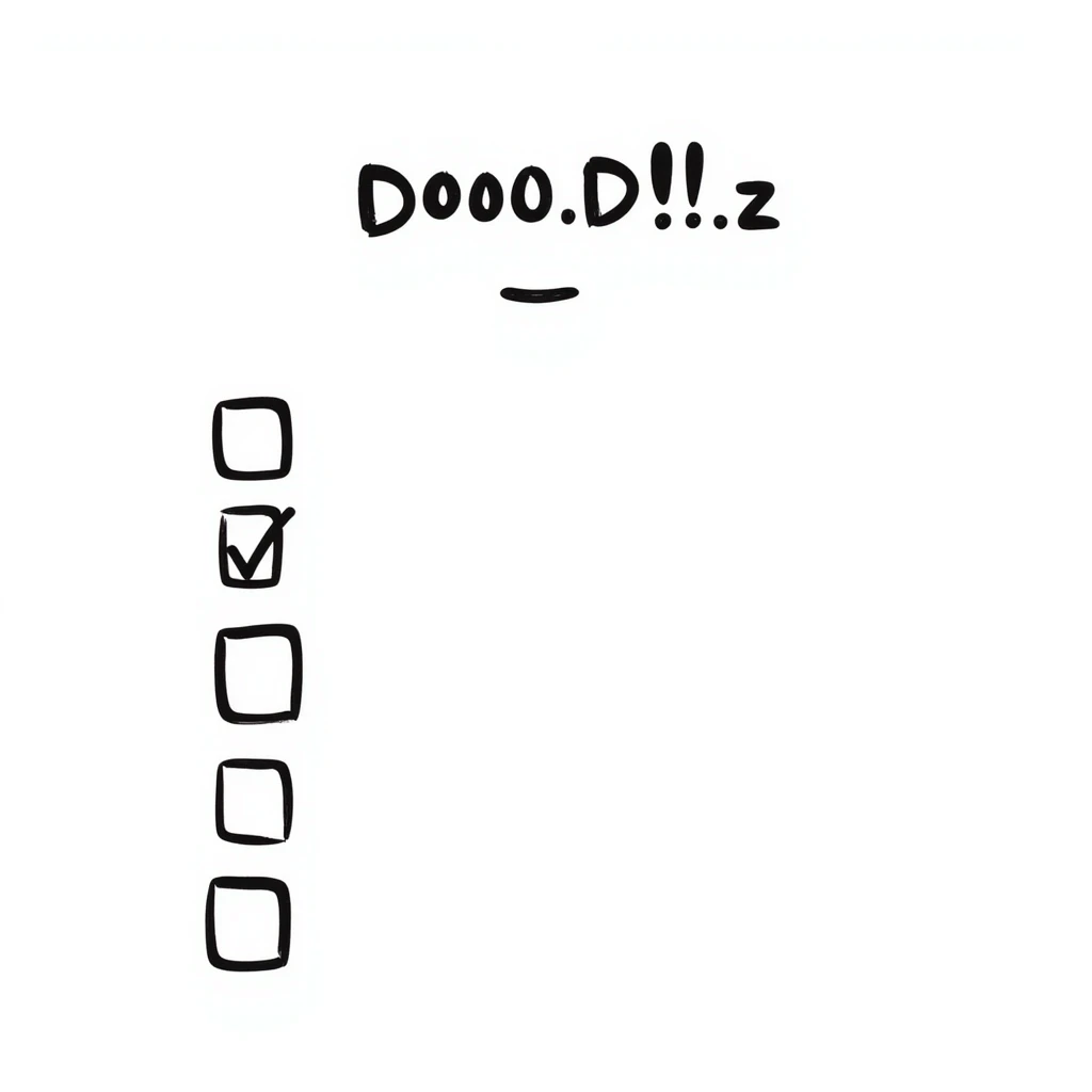hand-drawn doodle of a checklist, beige theme, quick task vibe emoji
