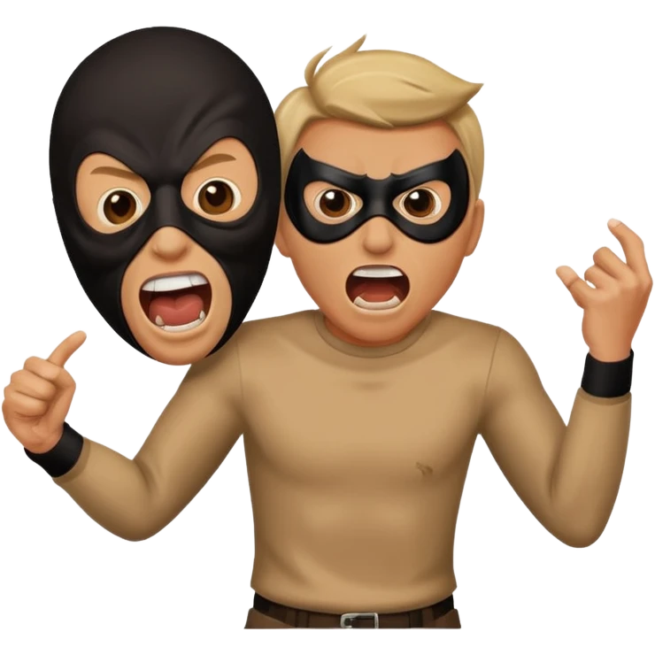 A man getting chased by a robber, screaming emoji