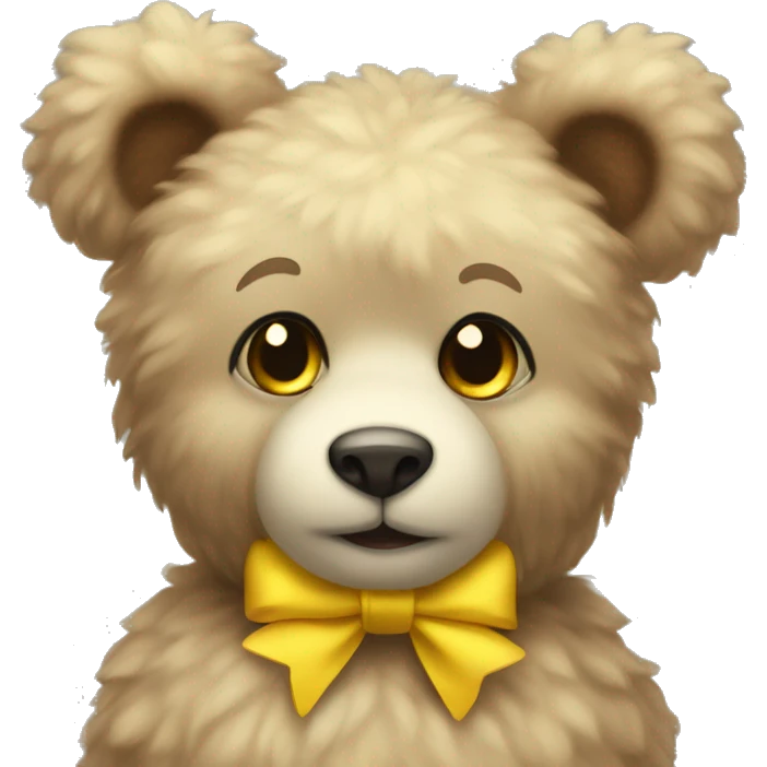  fluffy Teddy with a small yellow bow around his neck emoji
