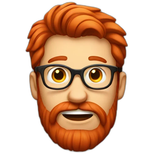 A red-haired guy with a red beard and glasses is surprised emoji