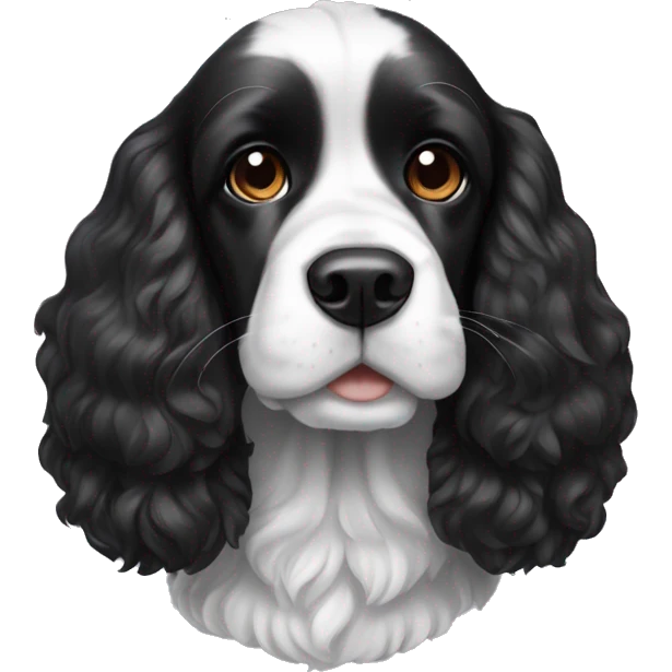 black and white cocker spaniel with nose spots emoji
