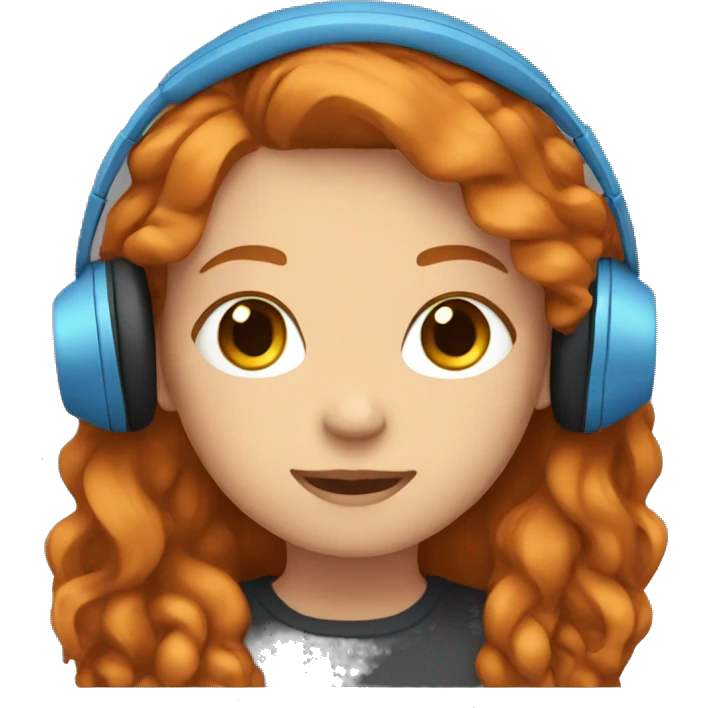girl with ginger hair blue eyes and headphones  emoji
