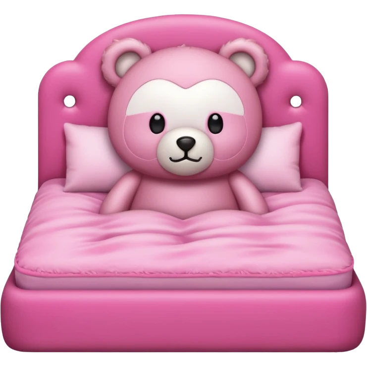 Teddy bear in pink bed emoji