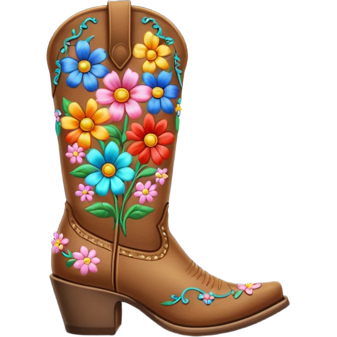 Cowgirl boot with flowers  emoji