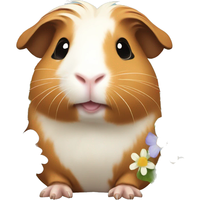Guinea pig with flowers emoji