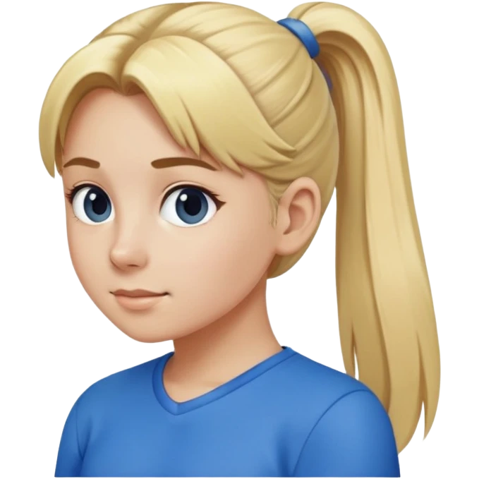 Chica rubia con coleta con ropa azul  emoji
