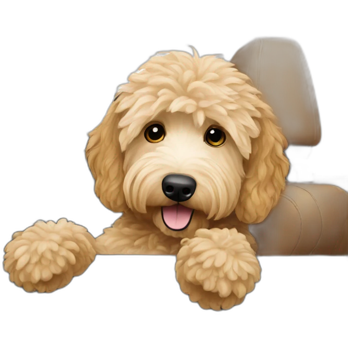 Goldendoodle inside convertible emoji