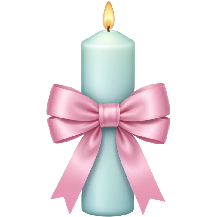 white candle with pink pastel ribbon emoji