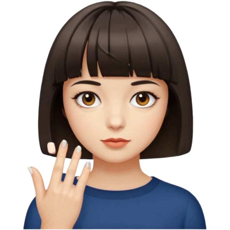 Short hair bob with a bangs girl with short nails  emoji
