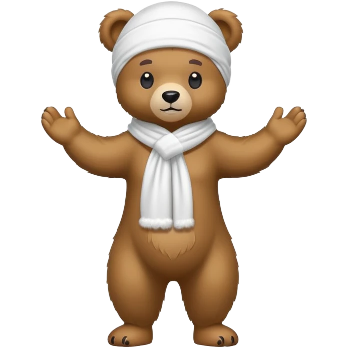 Full-length cartoon bear with white durag, standing on two legs, emoji style emoji