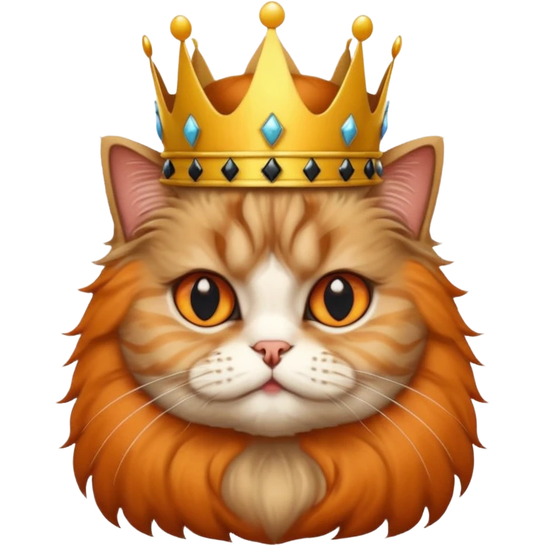 Persian cat tabby with crown king M on head emoji