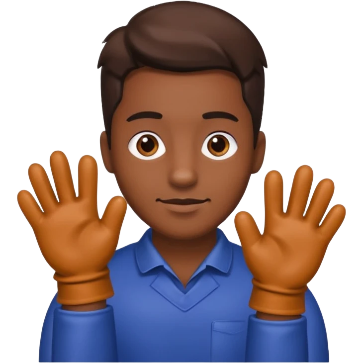 A man wearing  showing his paws emoji