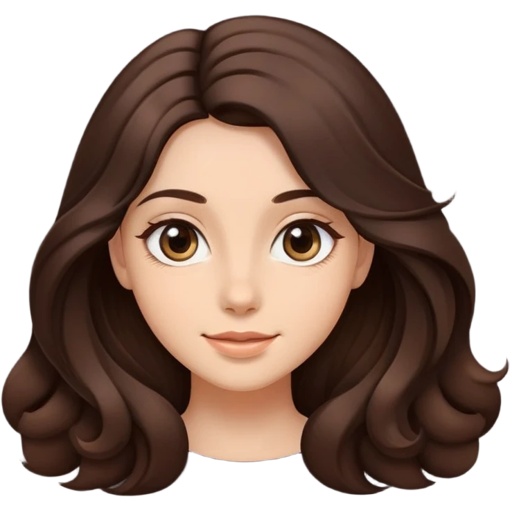 The young woman's face is rendered with the soft, rounded lines characteristic of Ghibli characters, giving her a youthful, innocent appearance. Her eyes are large and luminous, filled with a gentle warmth and a hint of quiet contemplation. Her smile is soft and subtle, conveying a sense of genuine kindness and inner peace.

Her hair, a cascade of dark, flowing strands, is rendered with meticulous detail. Each strand is carefully defined, catching the light and creating a sense of natural movement. The texture of her hair is soft and inviting, almost tangible. emoji