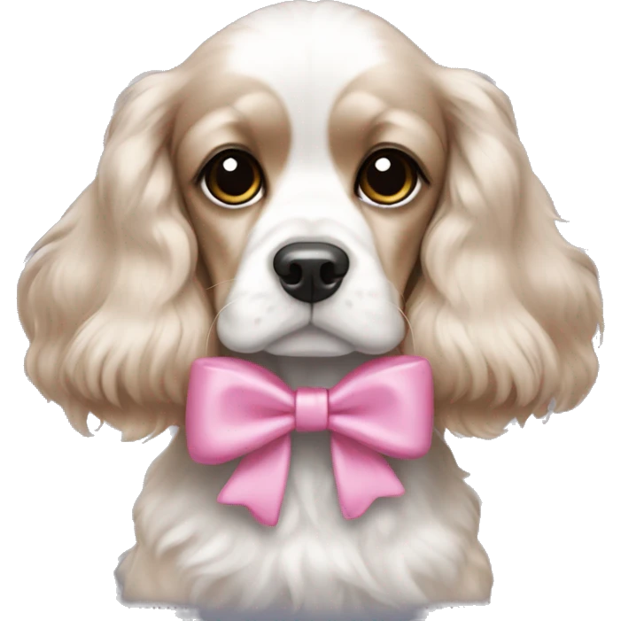 Black and white Cocker spaniel pink bow emoji