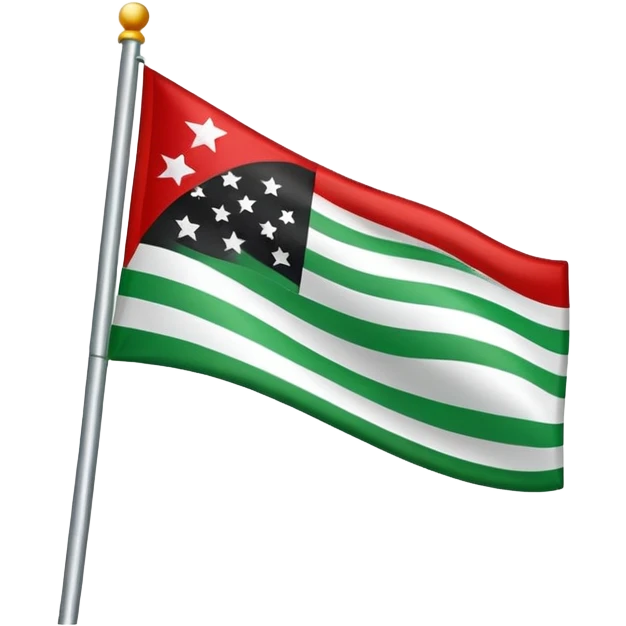 A flag that has a green top and white background and Three red stars ant the middle and black on the bottom emoji