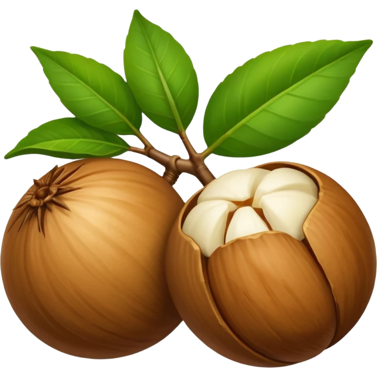 macadamia nut with leaves emoji