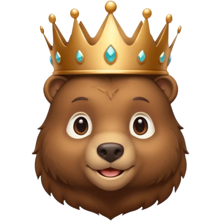 Bear Prince – brown bear cub with a shiny bronze crown, gentle smile. emoji