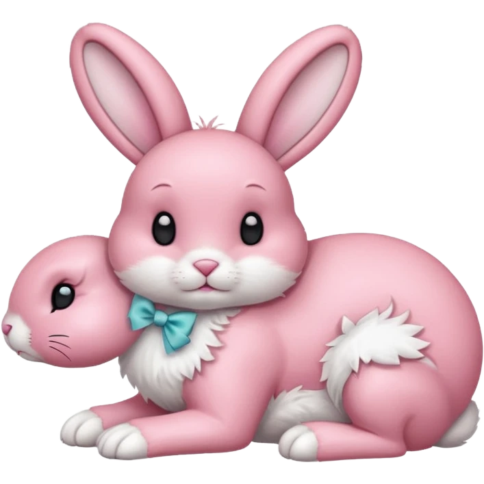 Pink bunny laying down with white bow on the side of her head emoji