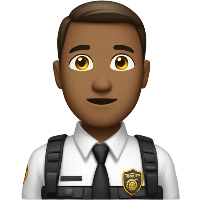 Security Guard, Brown hair, combover, golden coloured skin, NO HAT with security vest on emoji