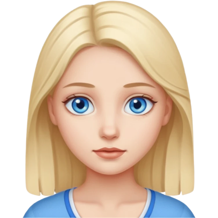 realistic portrait of girl with blue eyes emoji