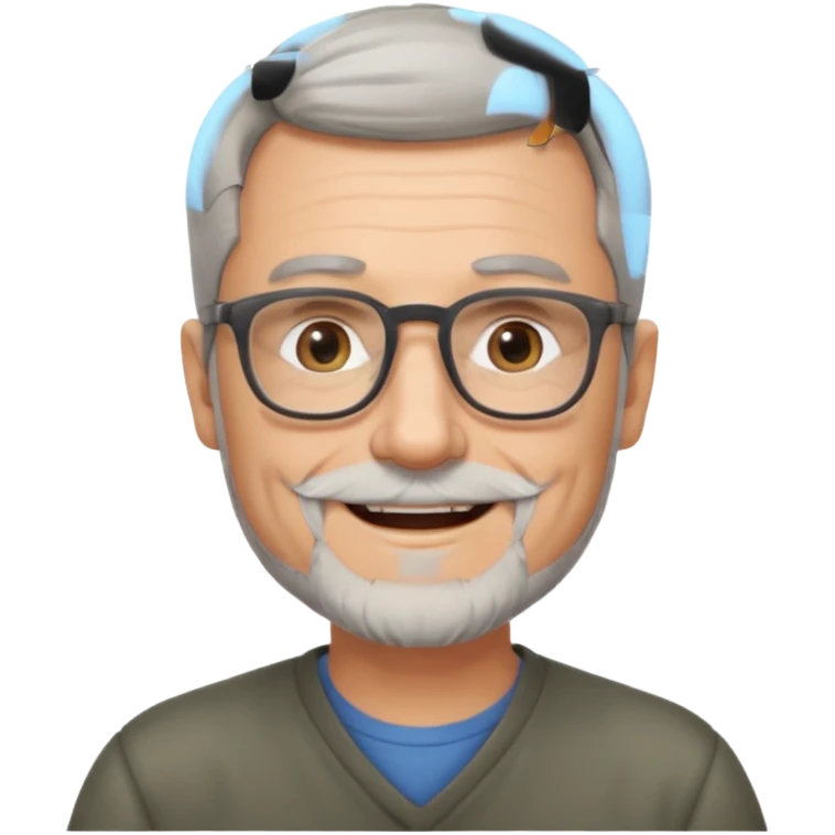 54 year old man, short shaved grey hair, beard, glasses emoji