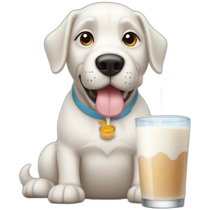 dog with glass drink milk emoji