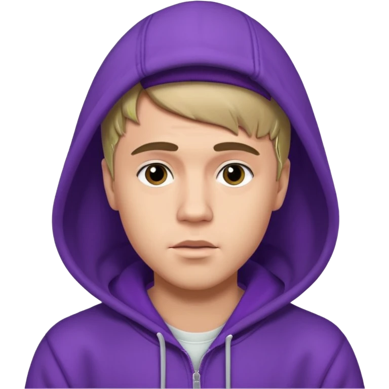 justin bieber, wear purple hoodie emoji