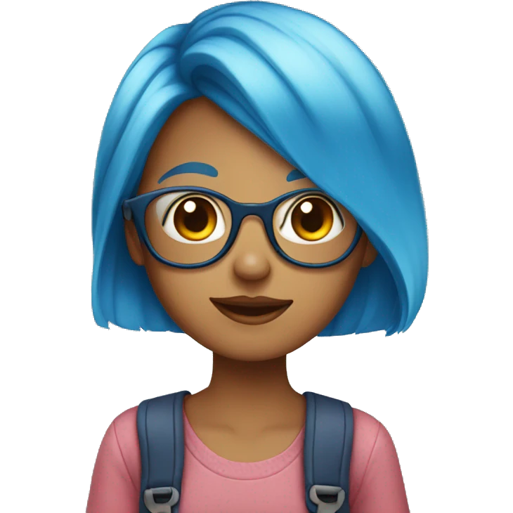 Girl with glasses and blue hair emoji