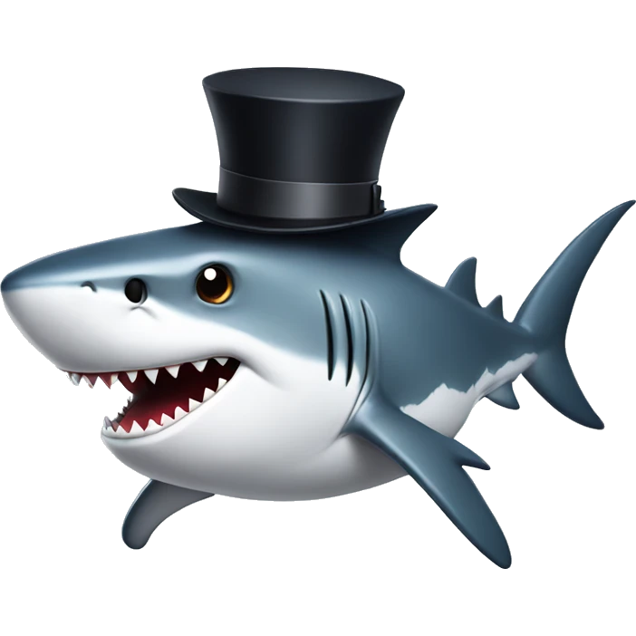 Shark with a top hat emoji