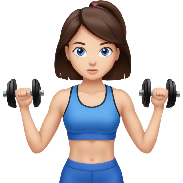 brunette hair blue eyes gym girl working out emoji