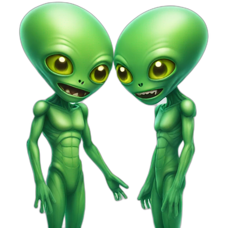 Two green aliens Talking to each other emoji
