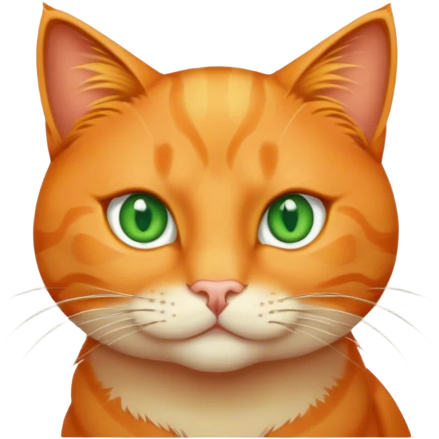 Orange cat with green eyes and thick eyebrows emoji