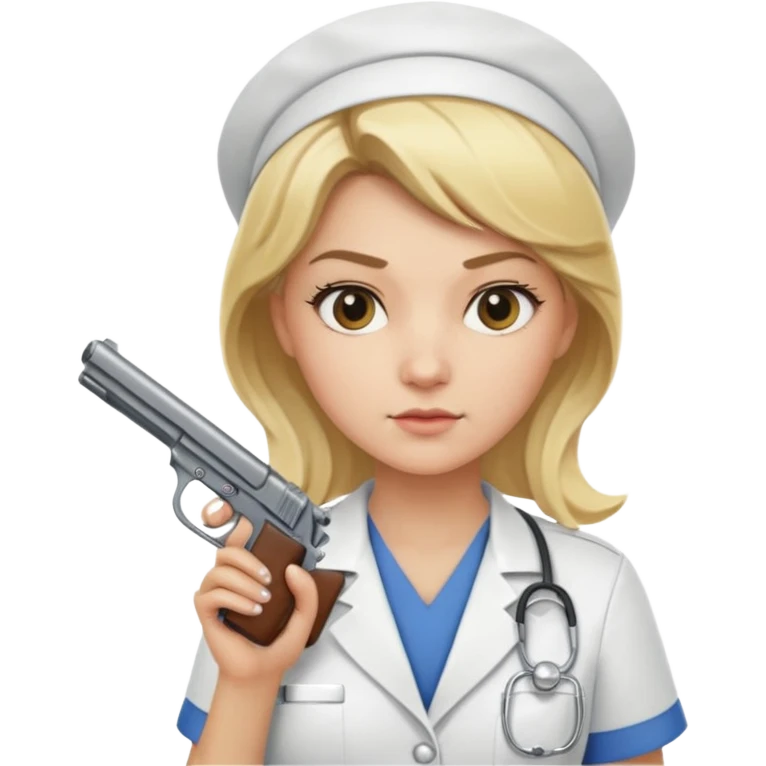 blonde nurse with a gun emoji