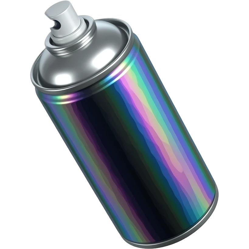 Spray can with iridescent black sparkling paint spraying from the tip emoji