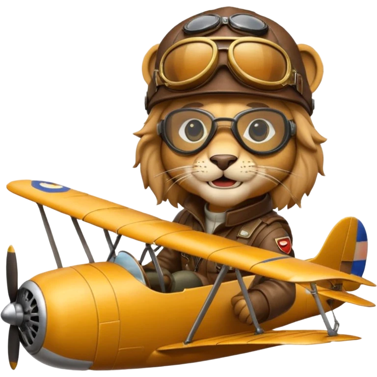 lion pilot riding plane emoji