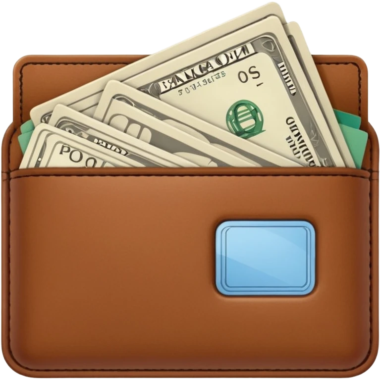 portefeuille marron avec quelques billets et carte bancaire emoji