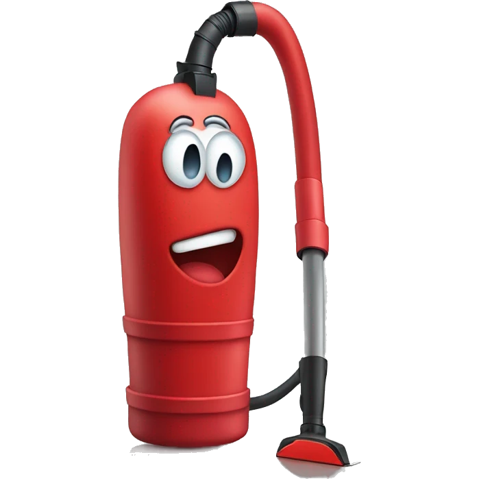 red vacuum with face emoji