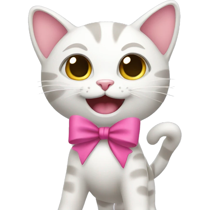cat with a pink bow dancing emoji