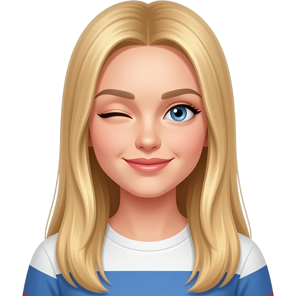 fai un set di emoji come soggetto una bella ragazza russa bionda capelli lisci lunghi e occhi chiari e ammiccando facendo l'occhiolino emoji