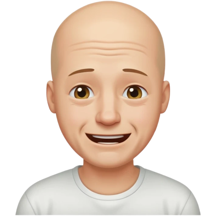 smiling bald man in whiteshirt crying  emoji