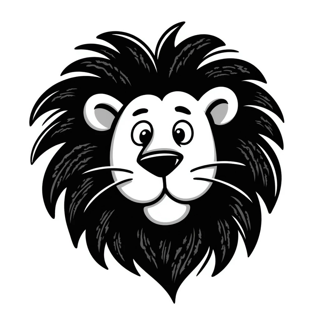 hand-drawn lion face with detailed mane emoji